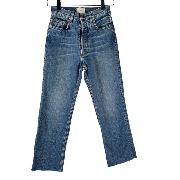 Doen High Rise Straight Leg Jeans Womens Size 23 Organic Cotton Medium Wash Blue - Picture 1 of 11